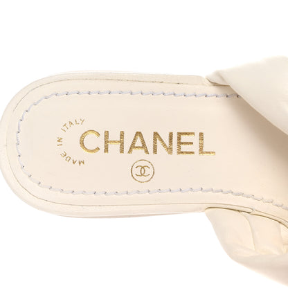 Chanel Lambskin Chain CC Thong Sandals 35 White 7 of 12