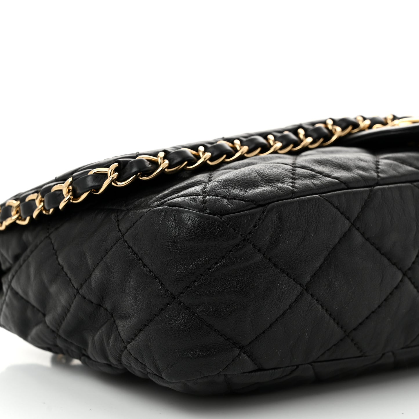 Calfskin Quilted Medium Chain Me Flap Black