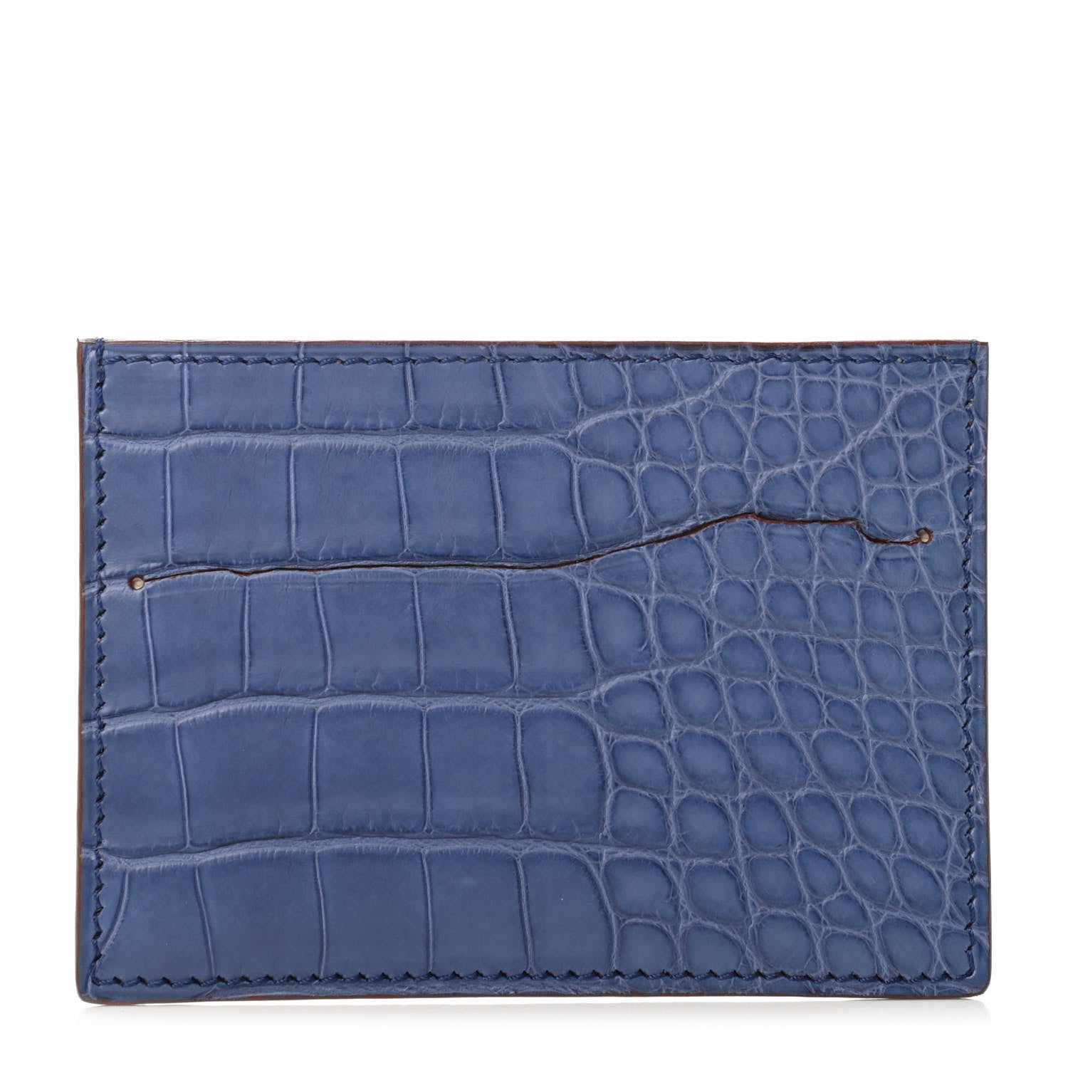 Hermes Matte Alligator Petit H Card Case Bleu Brighton Craie 1 of 4