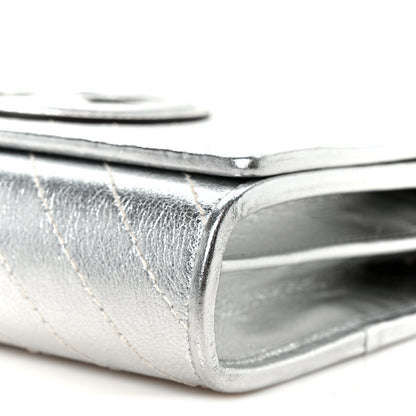 Gucci Metallic Sakai Be Green Calfskin Diagonal Stitched Blondie Wallet on Chain Silver 10 of 10