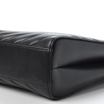 Saint Laurent Grain De Poudre Matelasse Chevron Medium Tribeca Shopping Bag Black 6 of 9