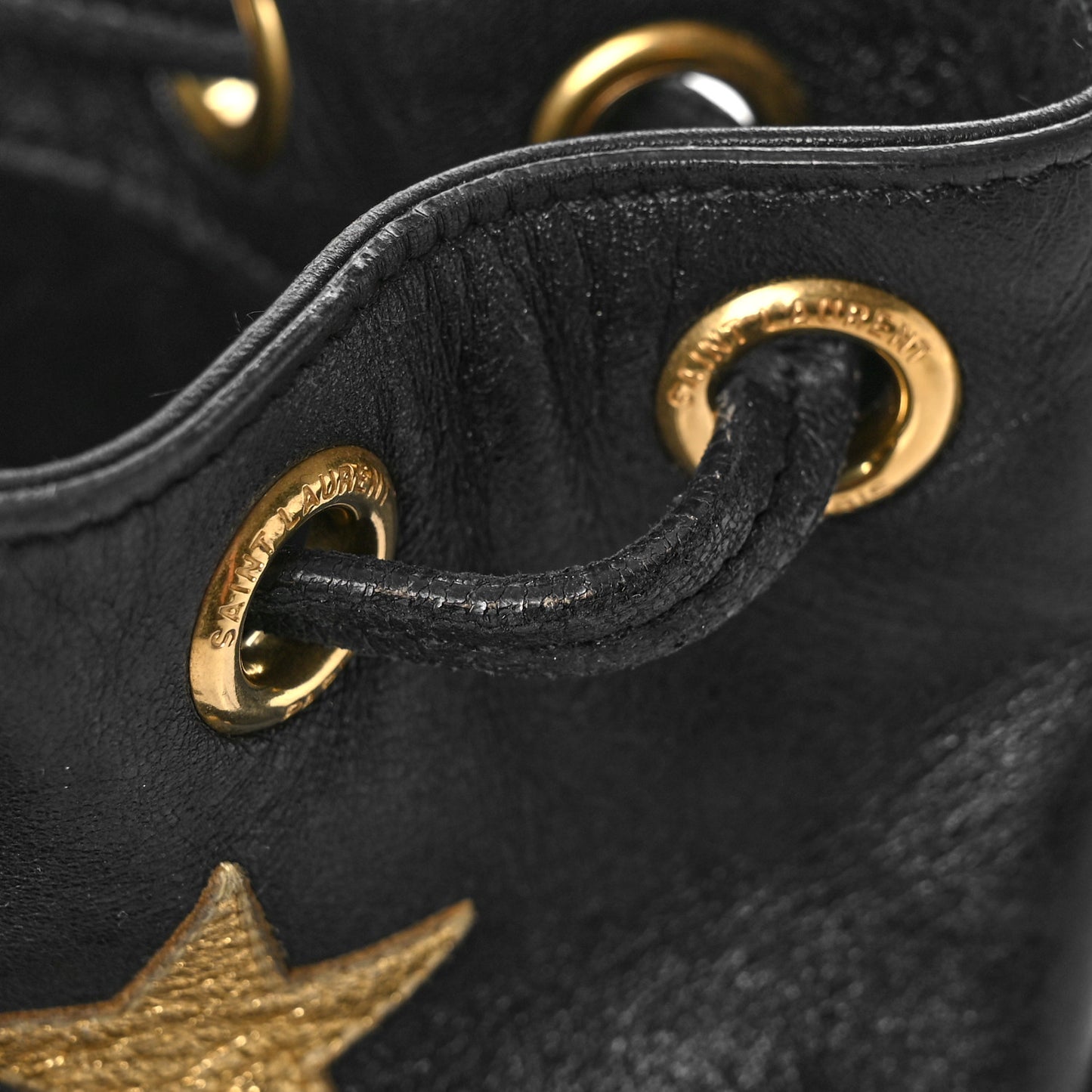 Calfskin Star Small Emmanuelle Bucket Bag Black