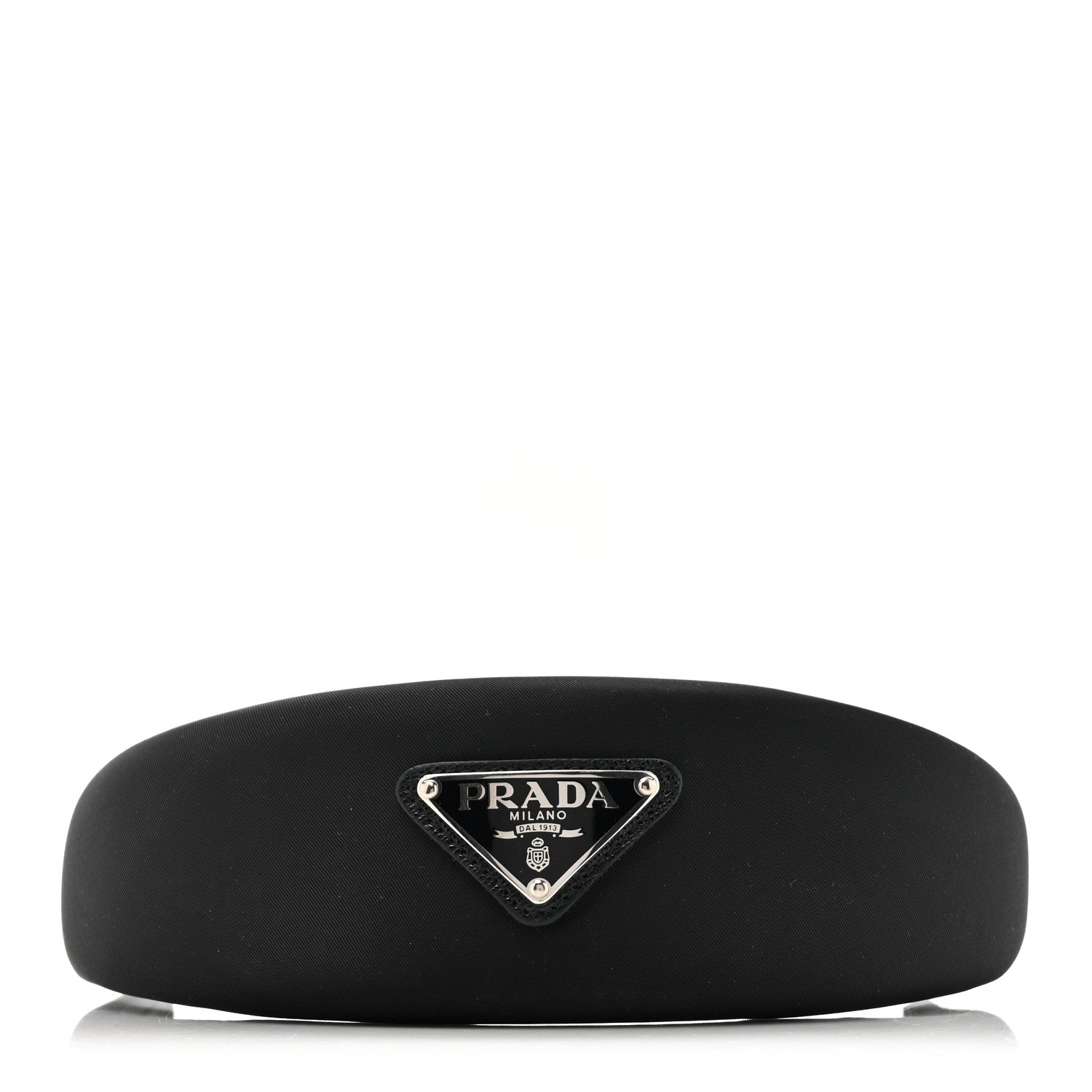 Prada Re-Nylon Metal Triangle Logo Headband Black 4 of 7