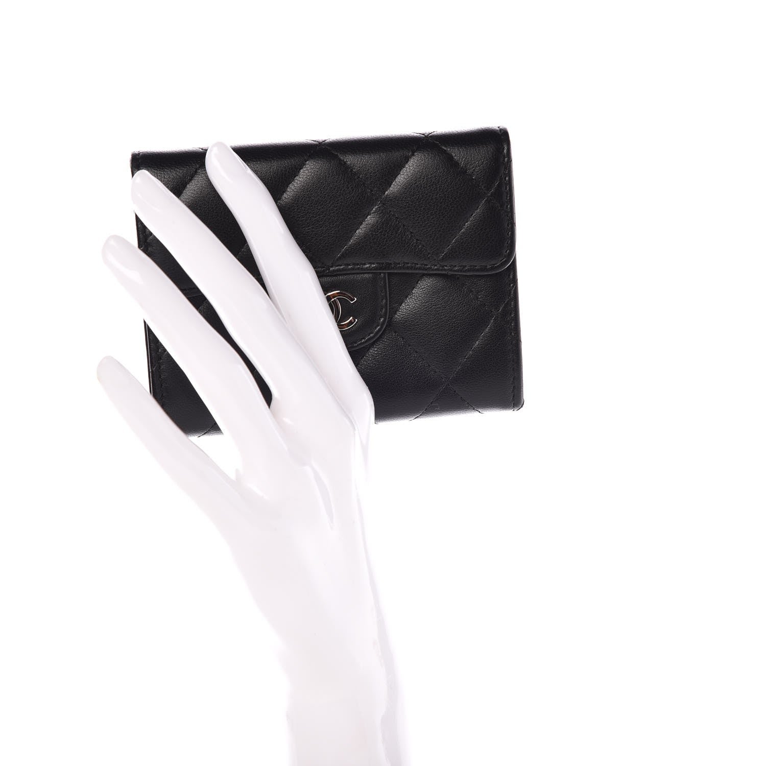 Chanel Lambskin Quilted Flap Card Holder Wallet Black 2 of 9