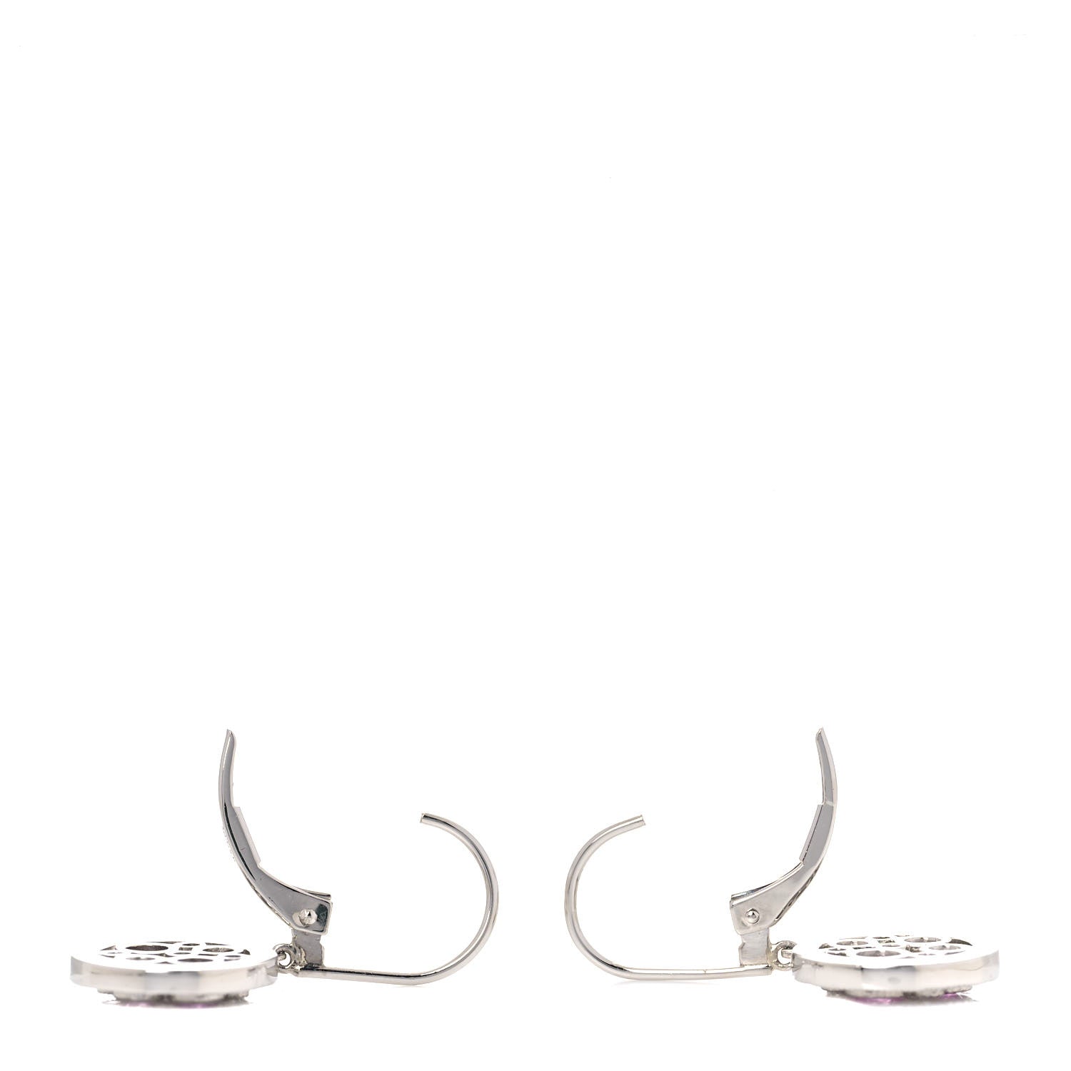 Tiffany Platinum Diamond Pink Sapphire Cobblestone Drop Earrings 3 of 4