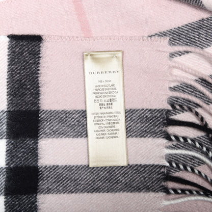 Burberry Cashmere Giant Heritage Check Fringe Scarf Ash Rose 4 of 6
