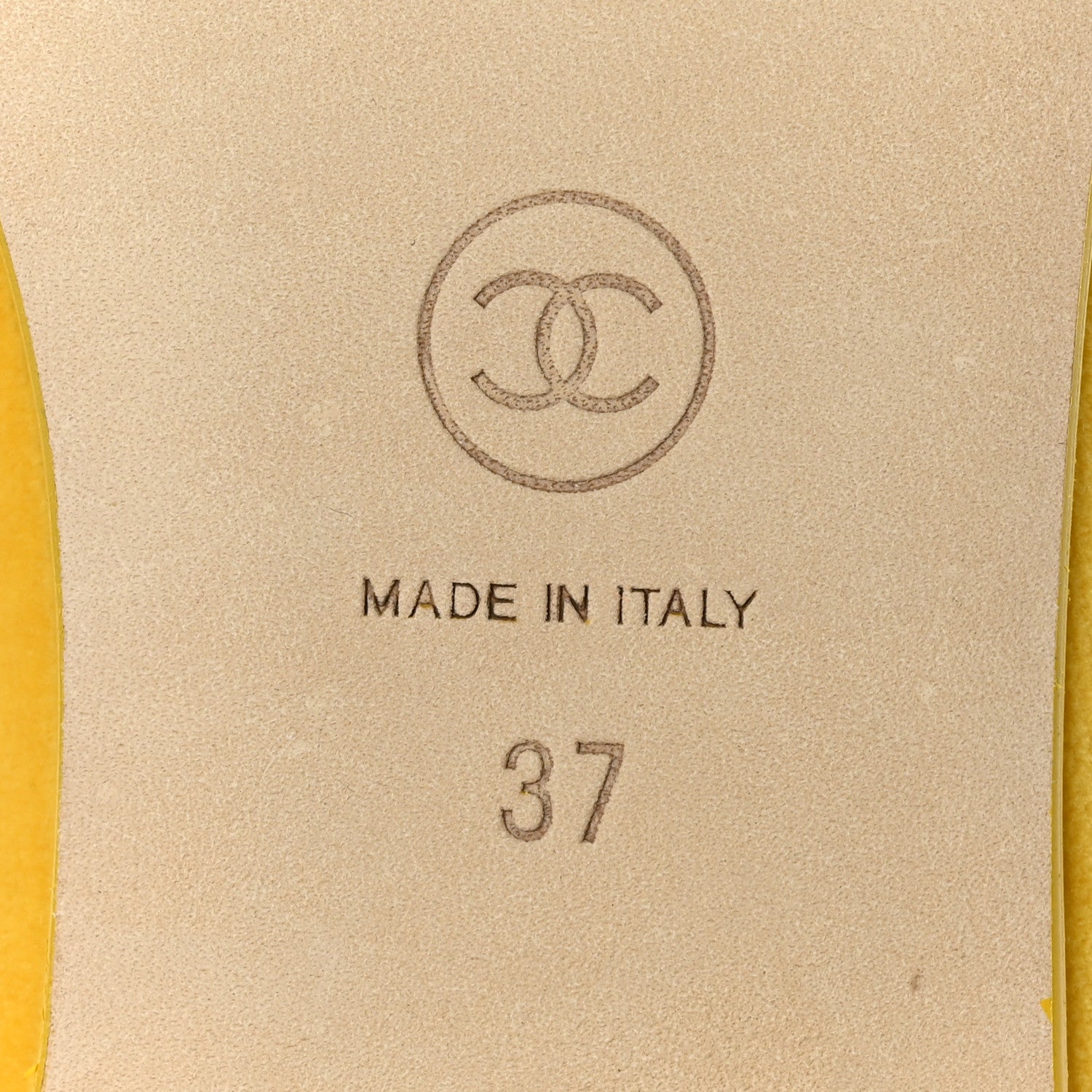 Chanel Velvet Cap Toe Ballerina Flats 37 Yellow 8 of 9