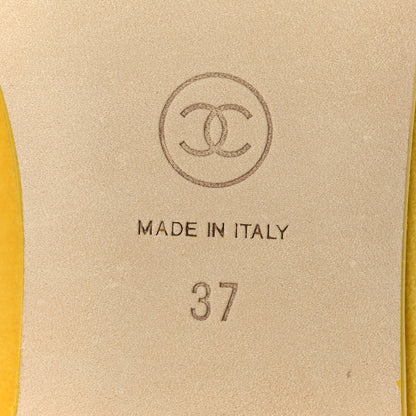 Chanel Velvet Cap Toe Ballerina Flats 37 Yellow 8 of 9