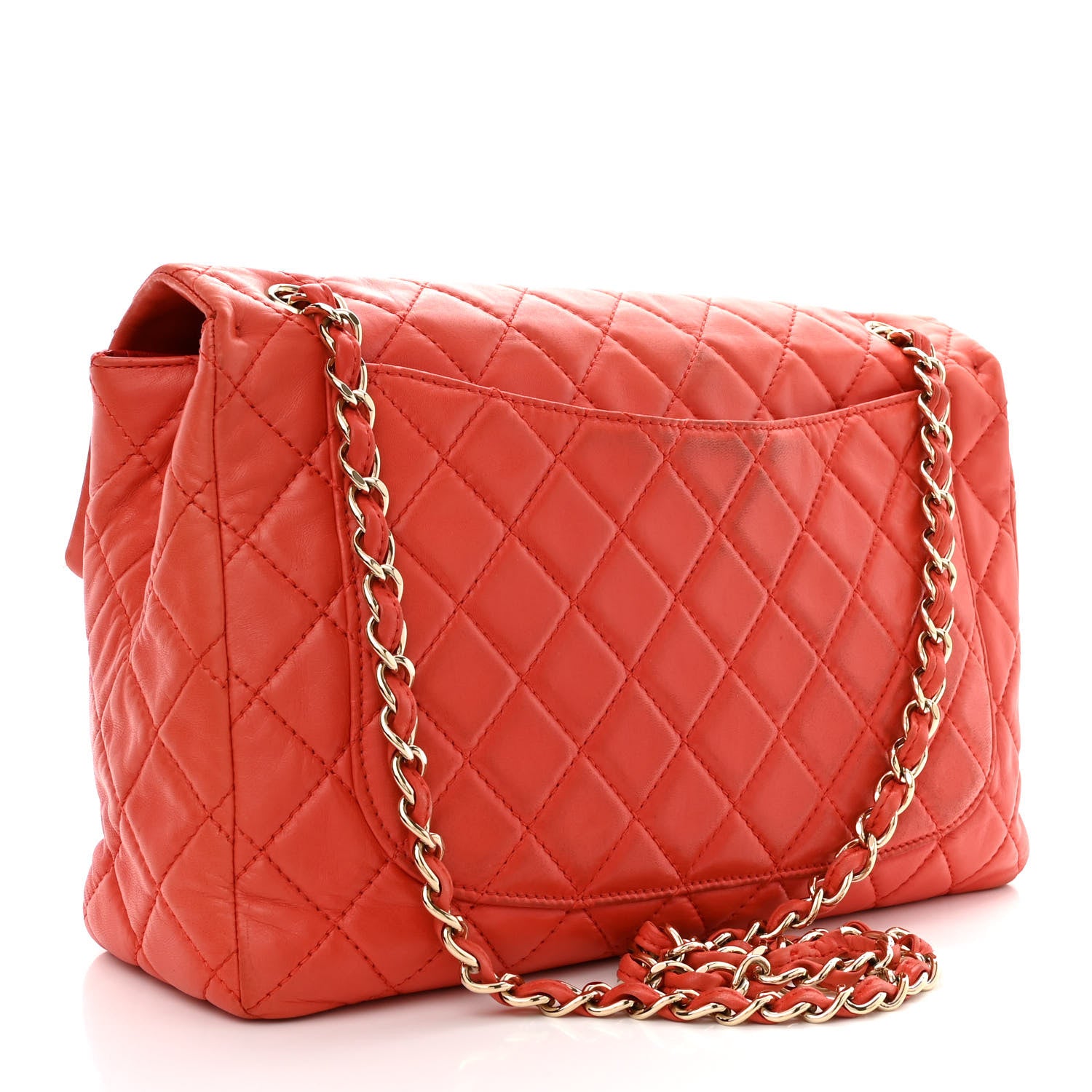 Chanel Lambskin Quilted XL Maxi Single Flap Red 3 of 15