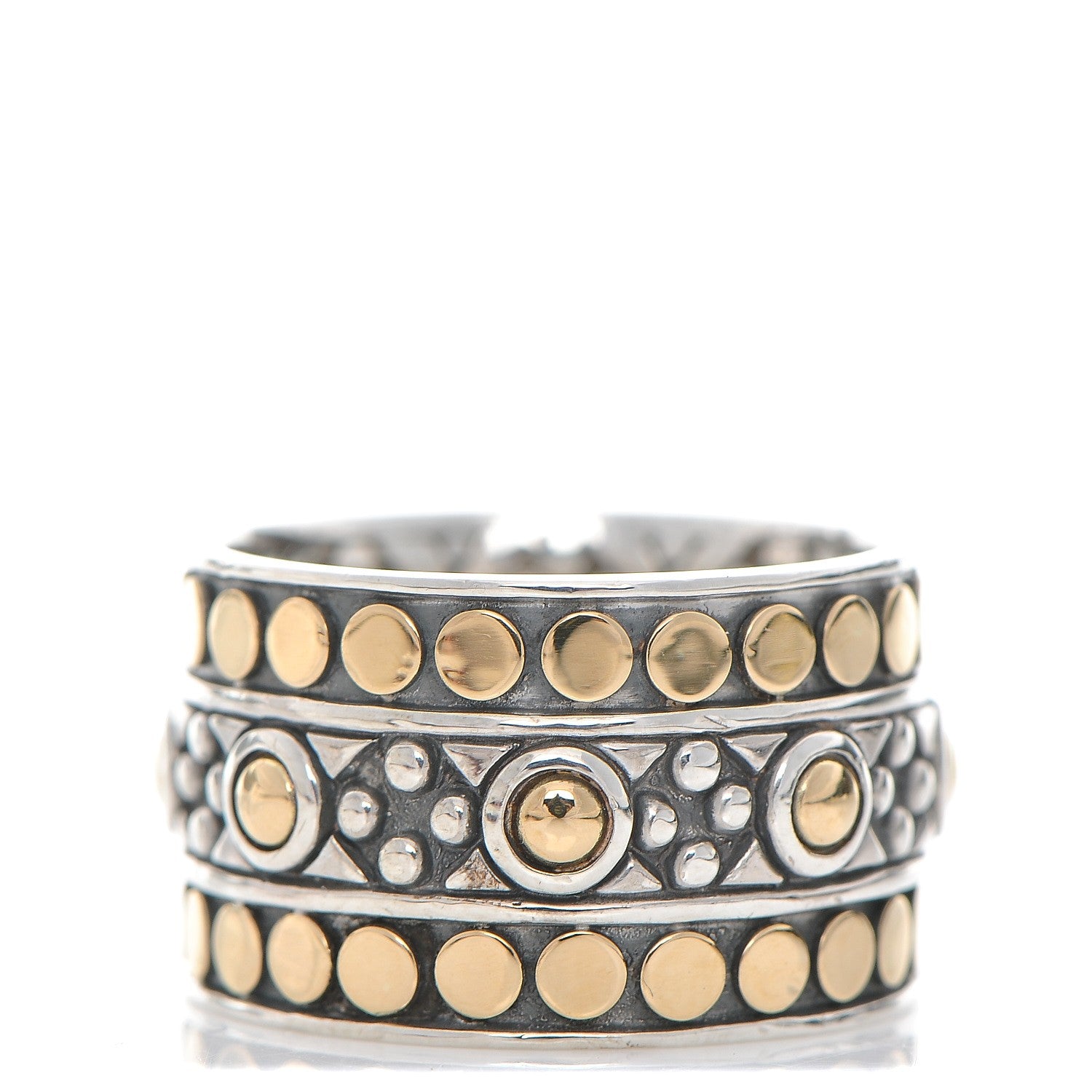 John Hardy Sterling Silver 18K Yellow Gold Jaisalmer Dot Ring 58 8.5 1 of 6