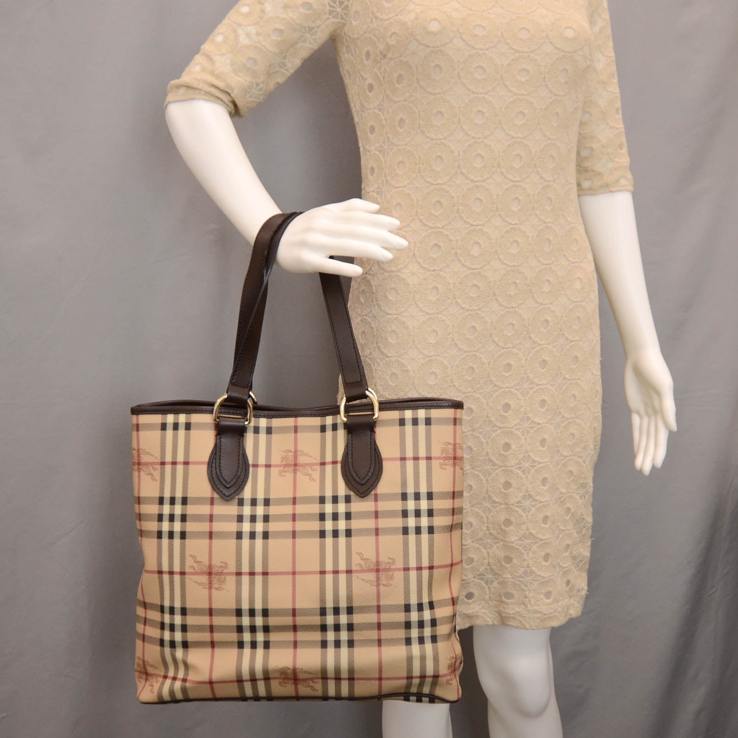 Burberry Haymarket Check Large Tote Brown 2 of 9