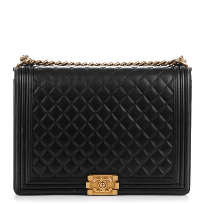 Chanel Lambskin Quilted Large Boy Flap Black 1 of 8