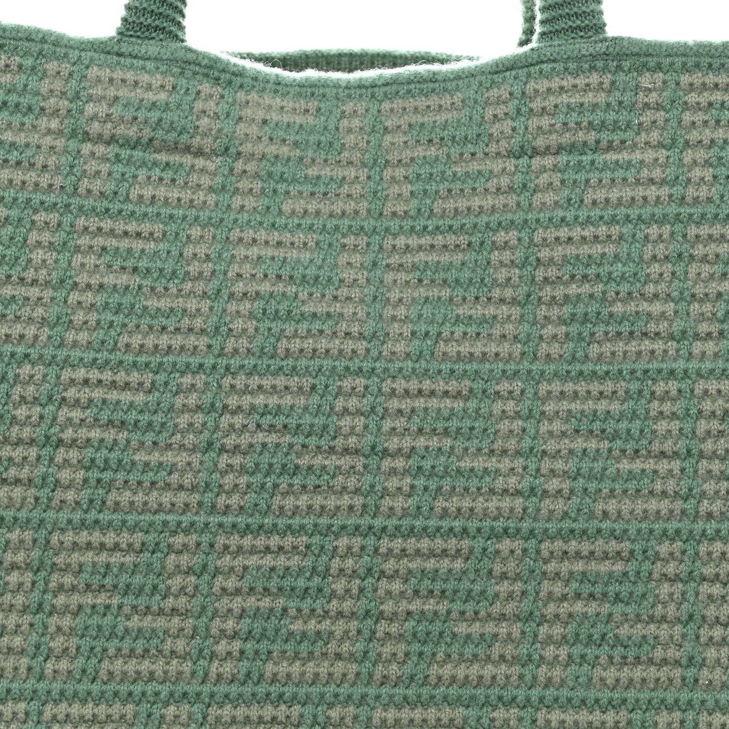 Fendi Cashmere Knit FF Large Shopper Tote Verde Islanda 8 of 10