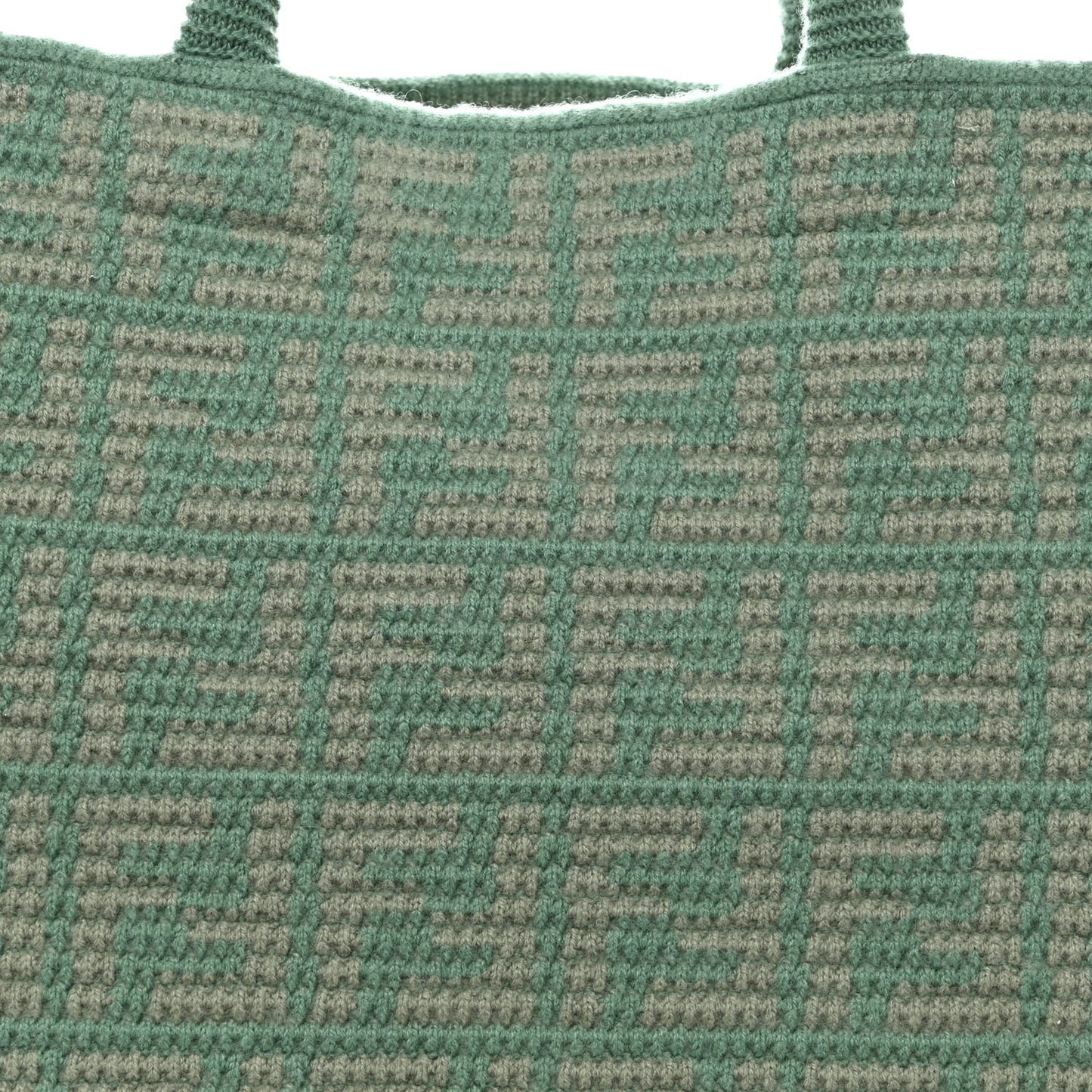Cashmere Knit FF Large Shopper Tote Verde Islanda