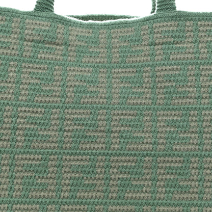 Fendi Cashmere Knit FF Large Shopper Tote Verde Islanda 8 of 10