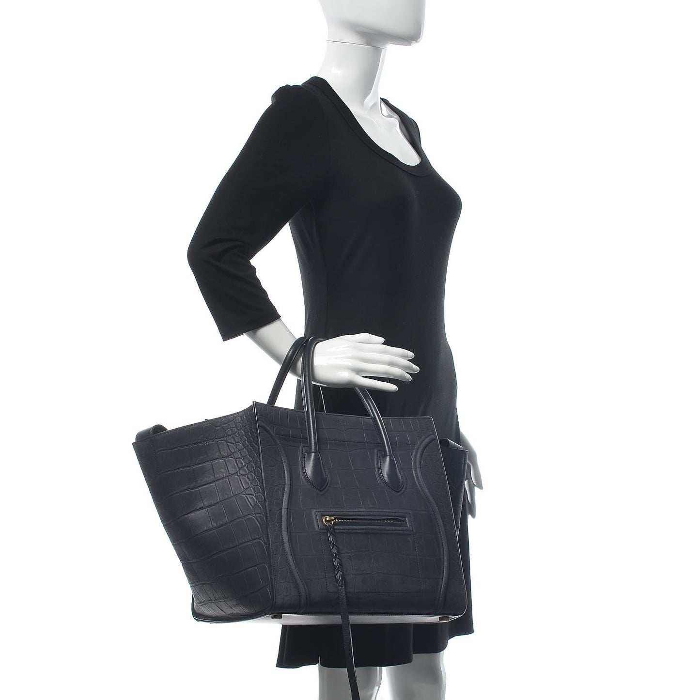 Crocodile Embossed Nubuck Medium Phantom Luggage Navy