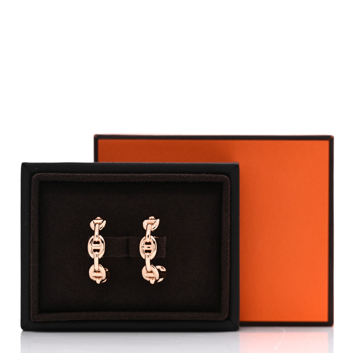 Hermes 18K Rose Gold Chaine d'Ancre Enchainee Earrings 5 of 5