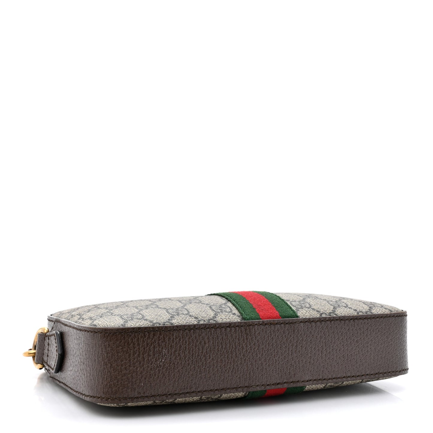GG Supreme Monogram Textured Dollar Calfskin Web Ophidia Wristlet Shoulder Bag Beige Ebony New Acero