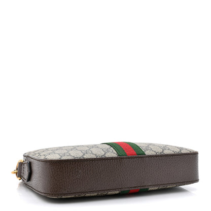 Gucci GG Supreme Monogram Textured Dollar Calfskin Web Ophidia Wristlet Shoulder Bag Beige Ebony New Acero 4 of 13