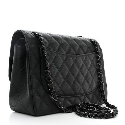 Chanel Crumpled Calfskin Quilted Jumbo Double Flap So Black 3 of 13