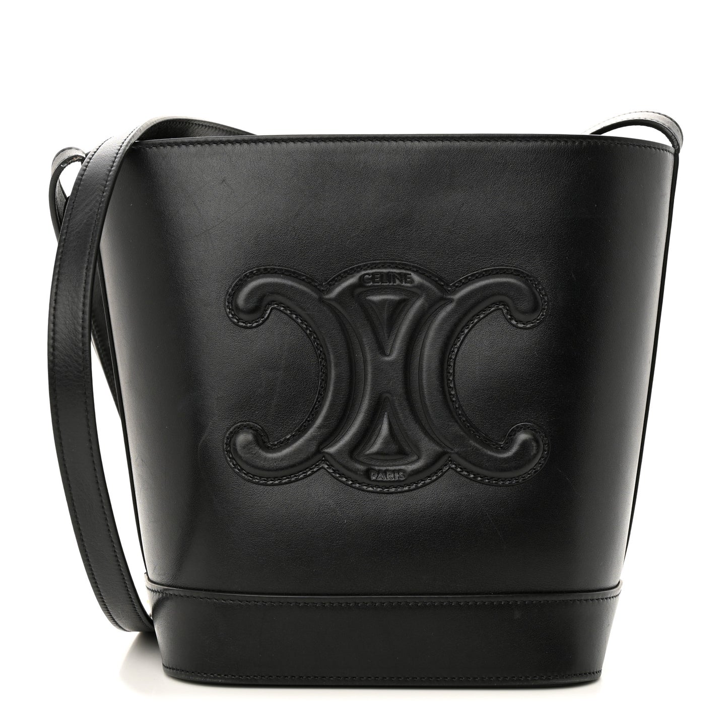 Smooth Calfskin Triomphe Small Bucket Bag Black