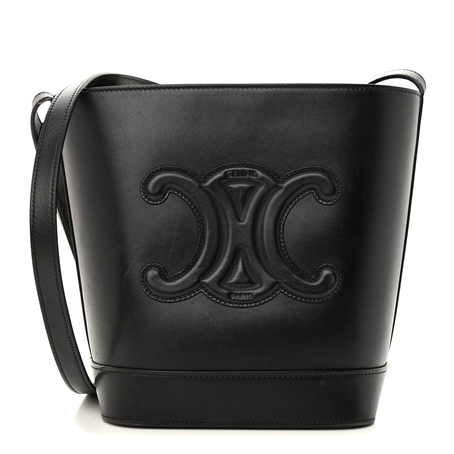 Celine Smooth Calfskin Triomphe Small Bucket Bag Black 1 of 13
