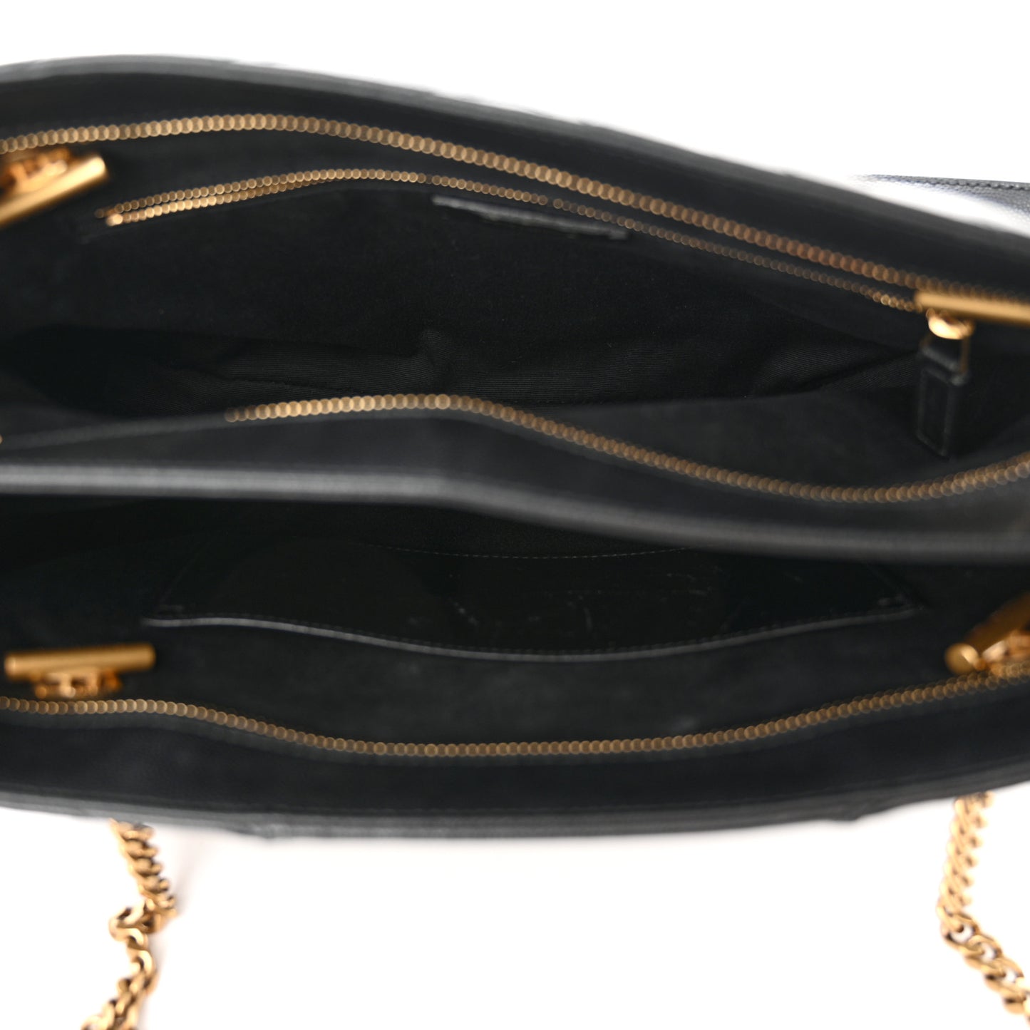 Grain de Poudre Matelasse Chevron Medium Tribeca Shopping Bag Black