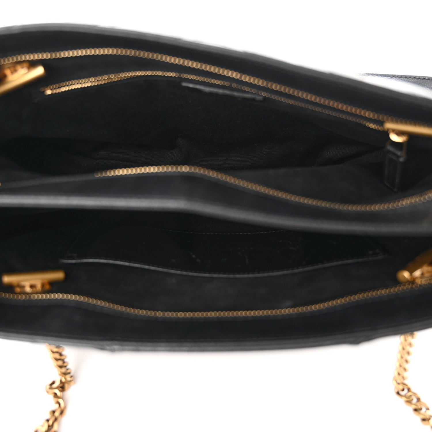 Saint Laurent Grain de Poudre Matelasse Chevron Medium Tribeca Shopping Bag Black 5 of 14