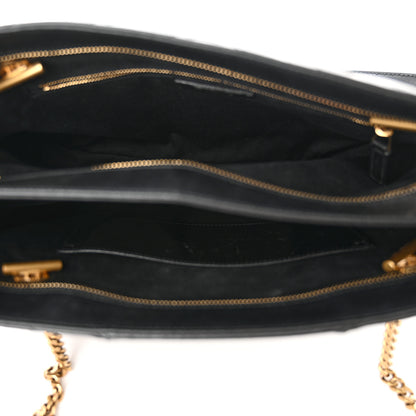 Saint Laurent Grain de Poudre Matelasse Chevron Medium Tribeca Shopping Bag Black 5 of 14