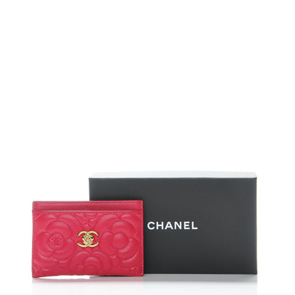 Chanel Caviar Camellia Embossed Card Holder Fuchsia 9 of 9
