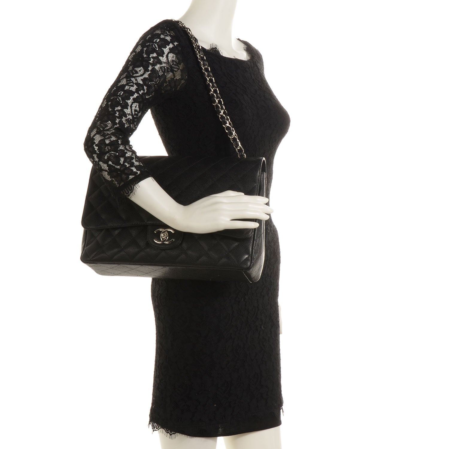 Chanel Caviar Quilted Maxi Double Flap Black 2 of 9