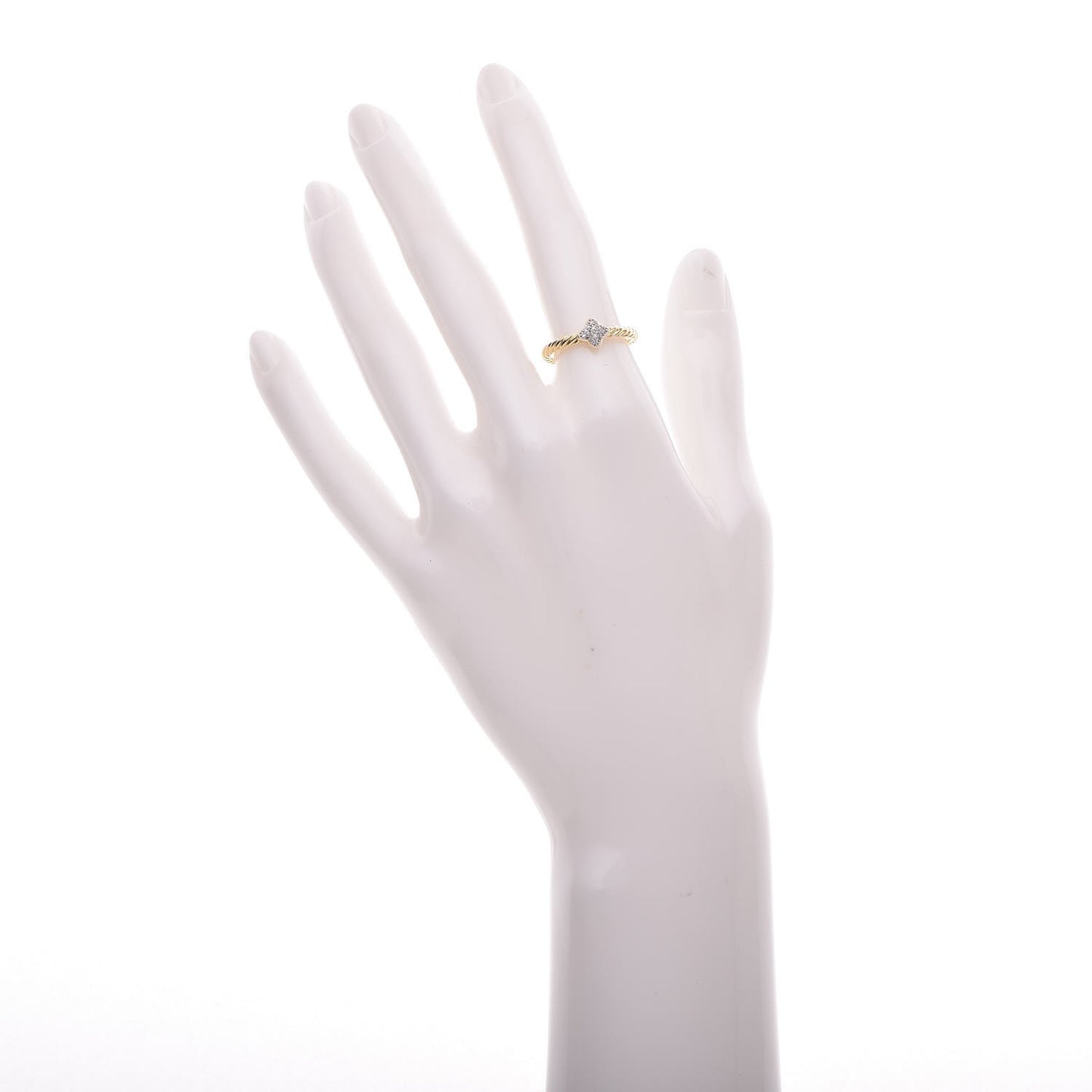 18K Yellow Gold Pave Diamond 6mm Quatrefoil Ring 52 6