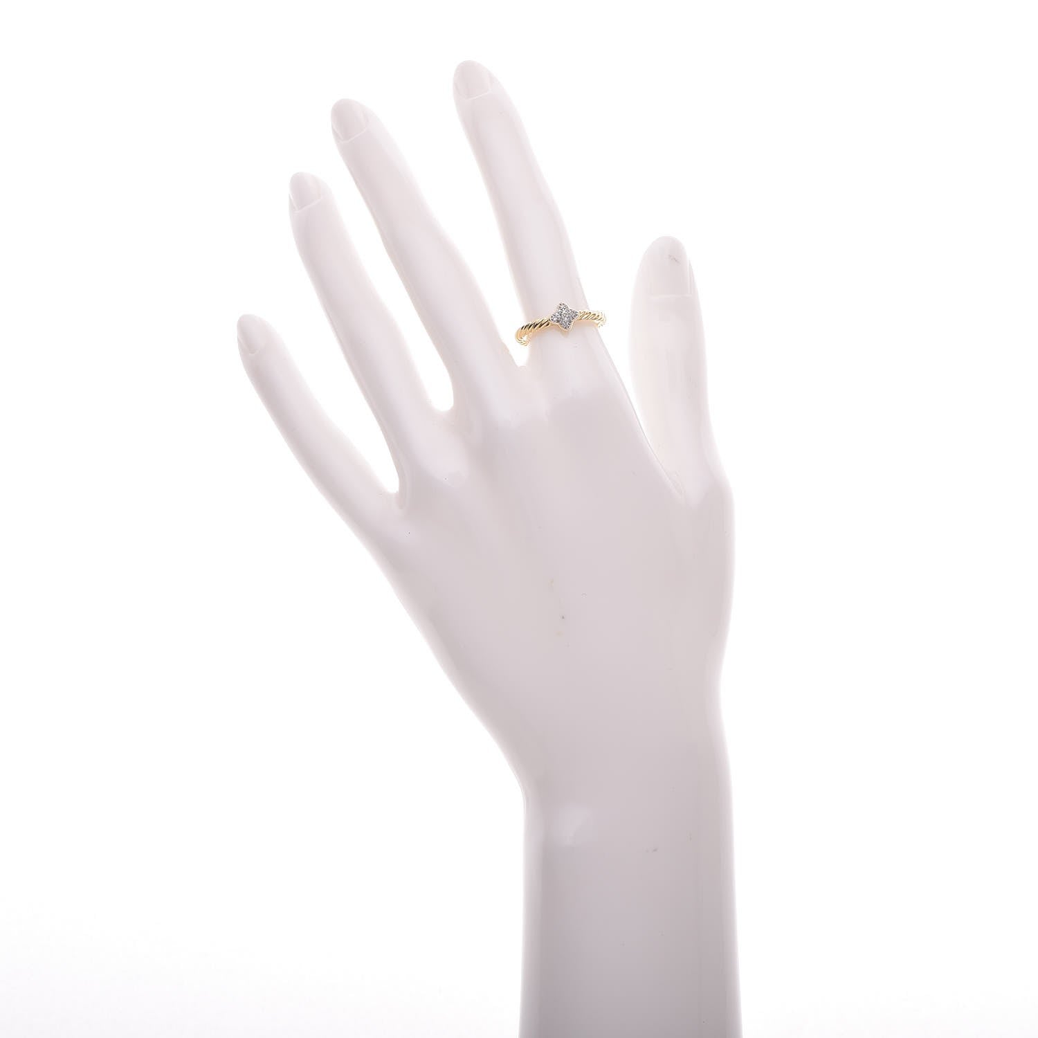 David Yurman 18K Yellow Gold Pave Diamond 6mm Quatrefoil Ring 52 6 2 of 5