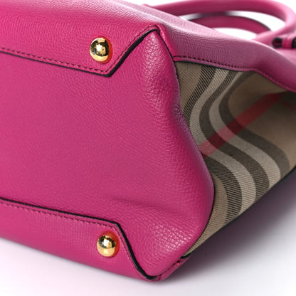 Burberry Grainy Calfskin House Check Medium Banner Tote Brilliant Fuchsia 9 of 15