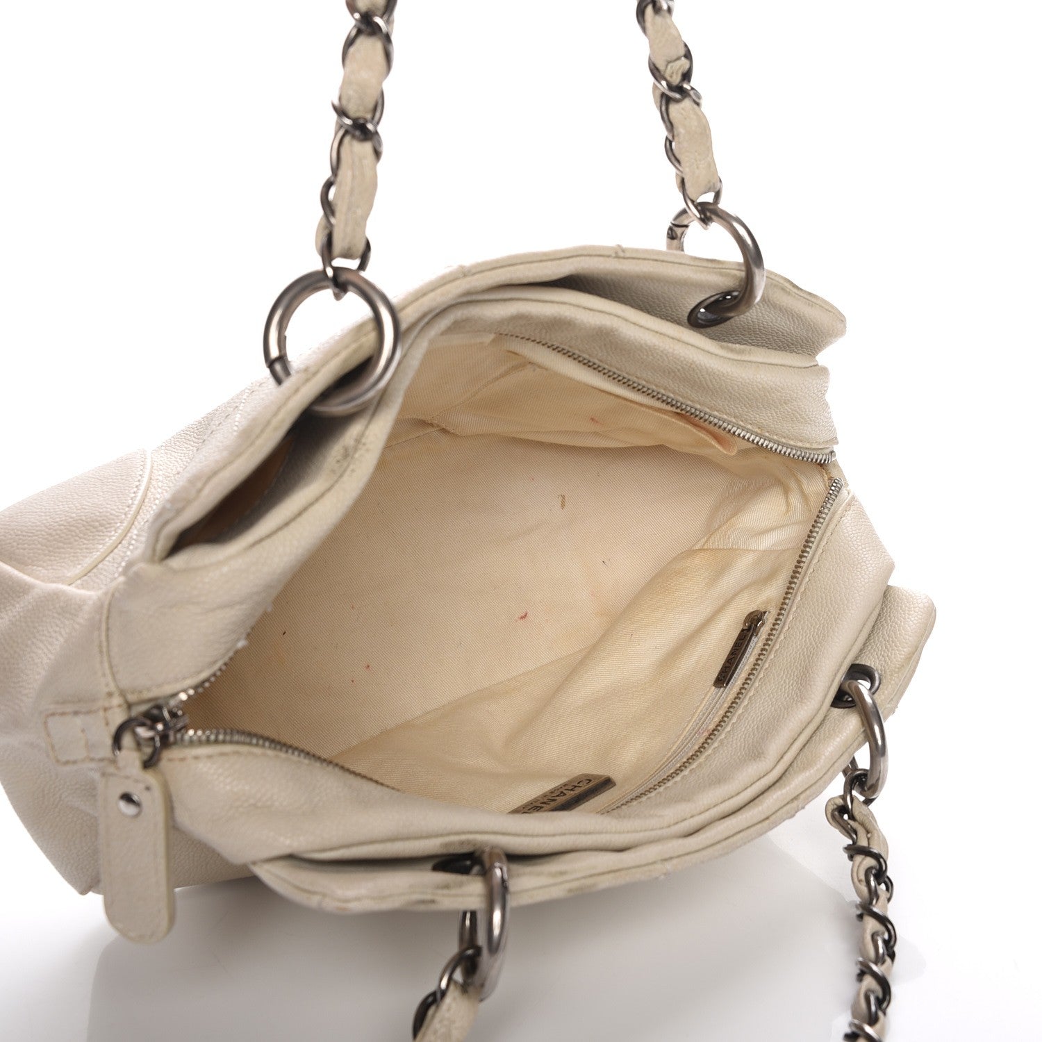 Chanel Distressed Caviar Outdoor Ligne Tote White 5 of 9