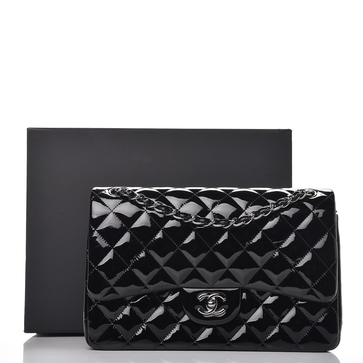Chanel Patent Quilted Jumbo Double Flap Black 11 of 11