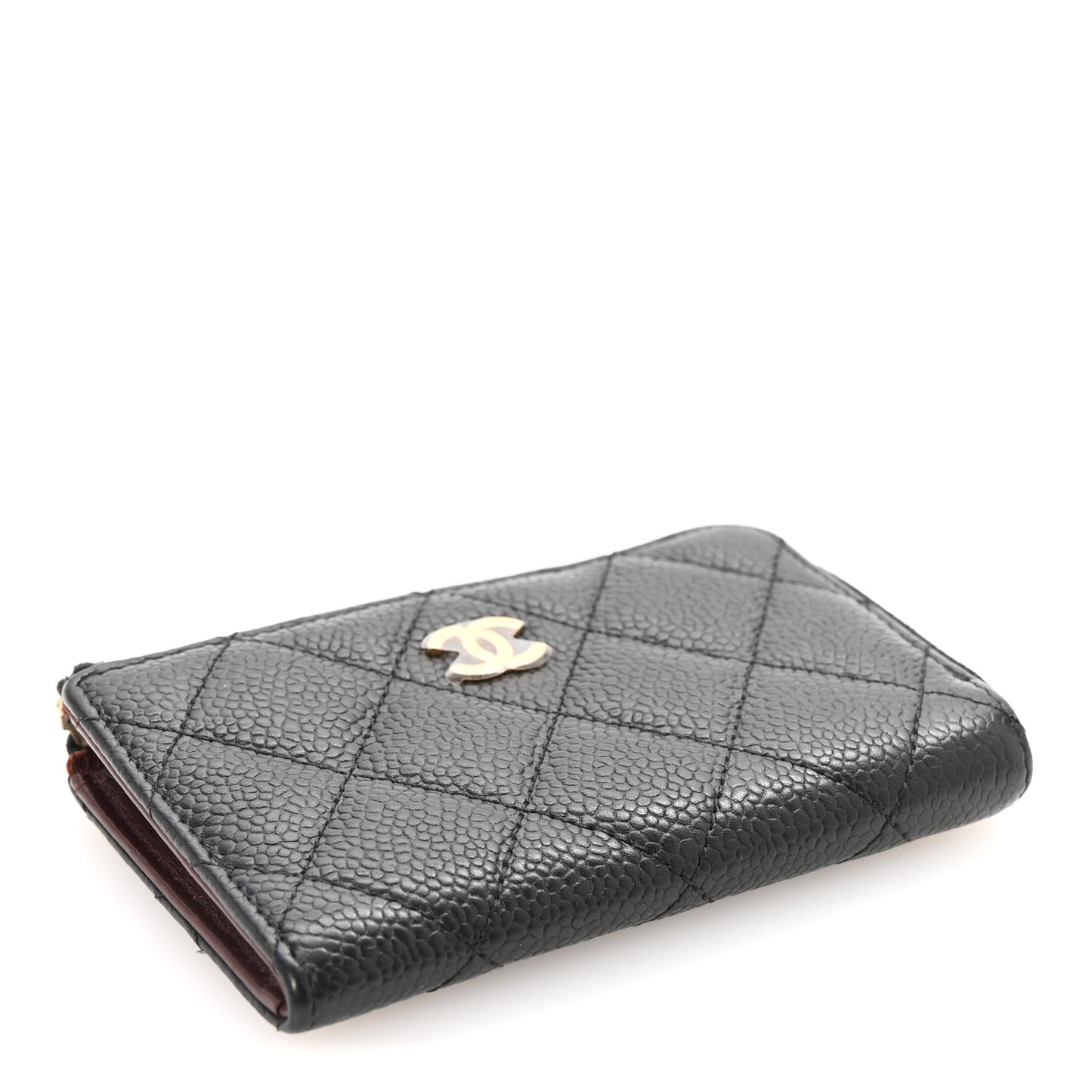 Caviar Quilted Zipped Key Holder Case Black