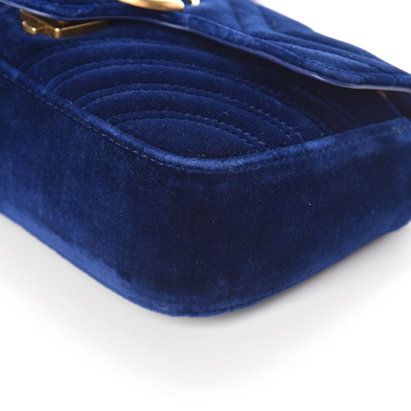 Velvet Matelasse Mini GG Marmont Shoulder Bag Cobalt Blue