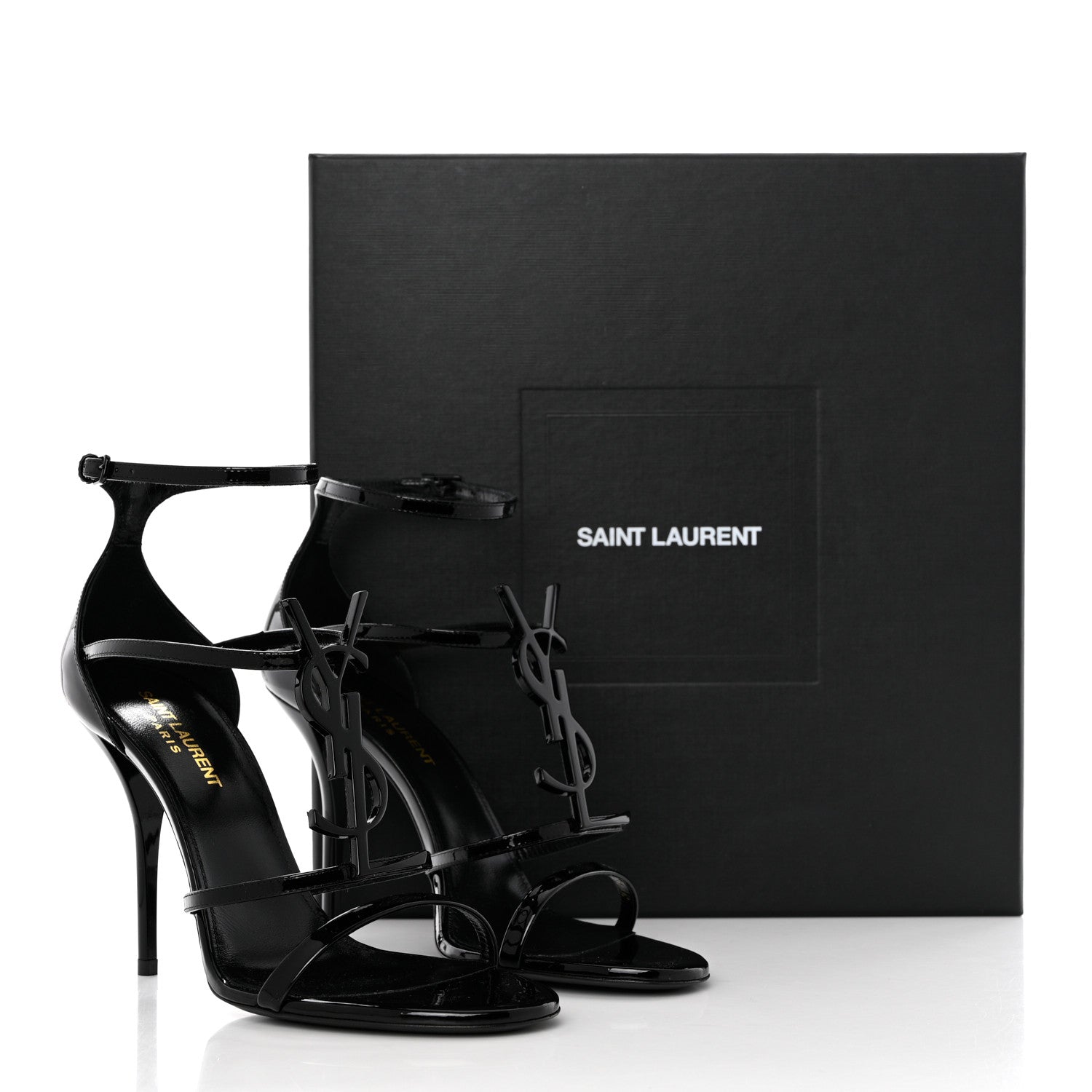 Saint Laurent Patent Cassandra 100 Sandals 38 Black 9 of 9