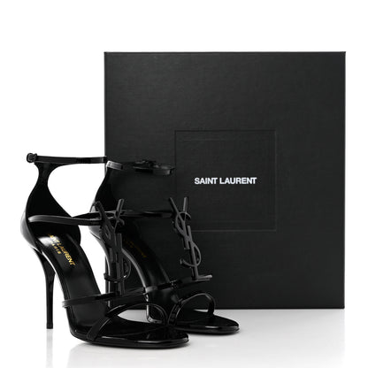Saint Laurent Patent Cassandra 100 Sandals 38 Black 9 of 9