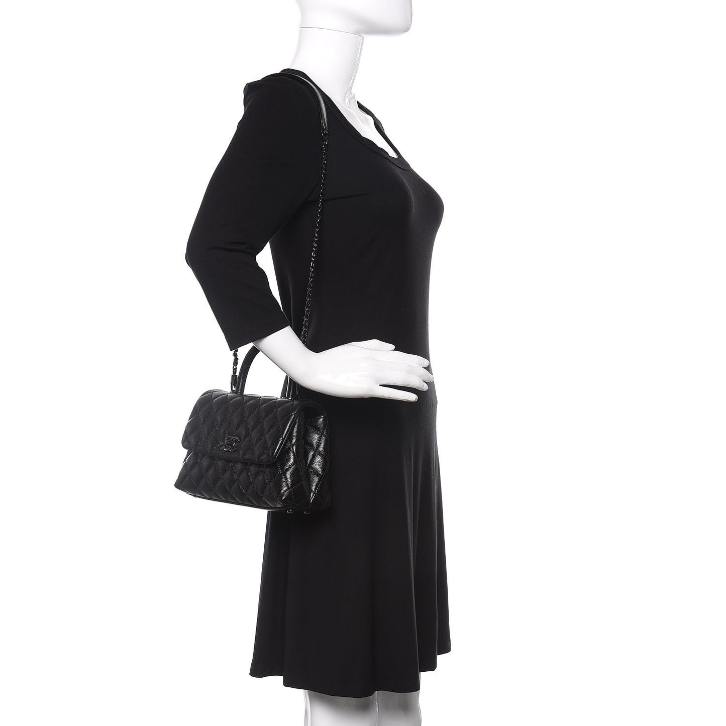 Caviar Quilted Mini Coco Handle Flap So Black