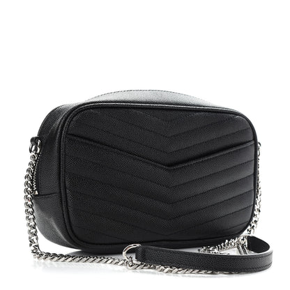 Saint Laurent Grain De Poudre Matelasse Monogram Mini Lou Camera Bag Black 2 of 8