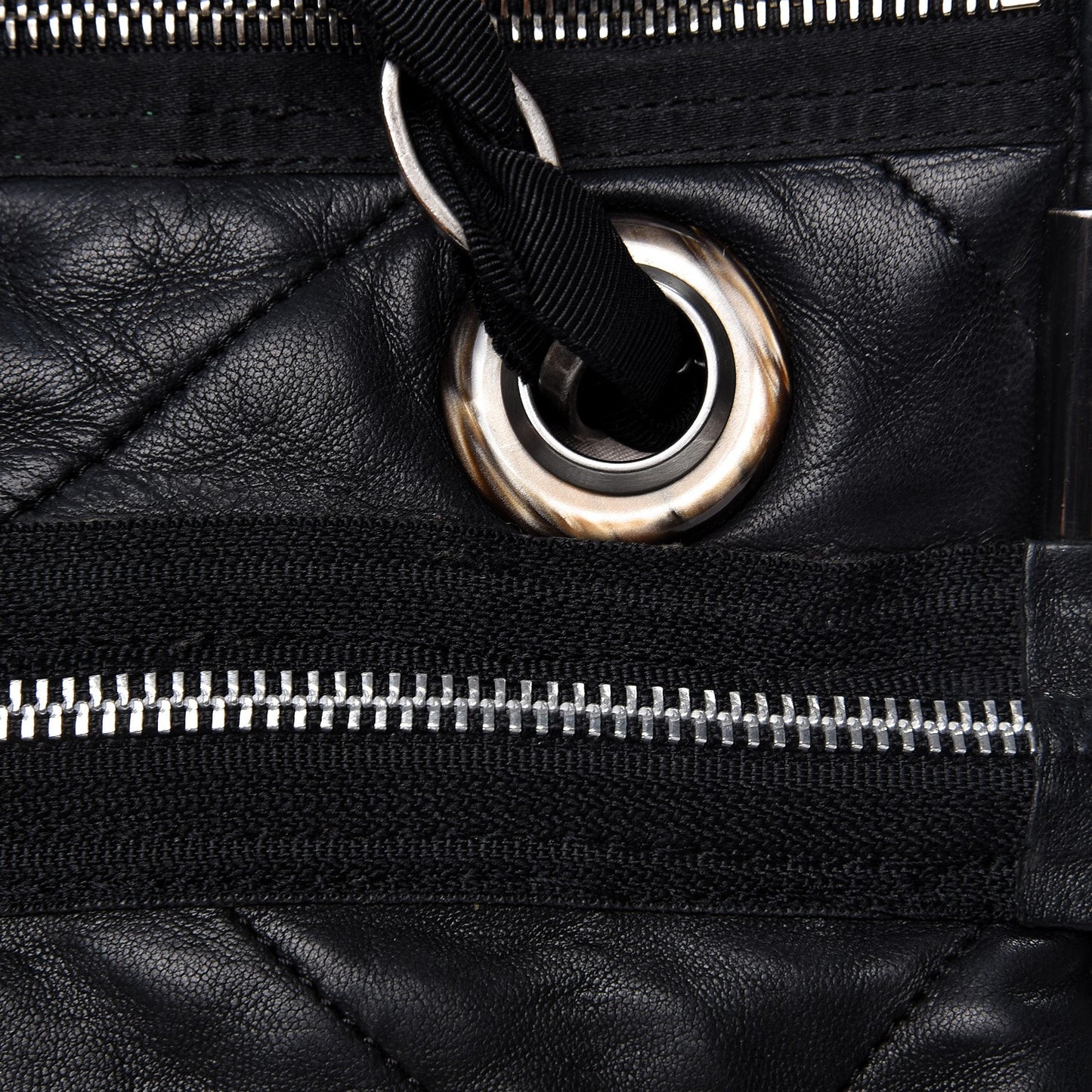 Lambskin Quilted Medium Amalia Shoulder Bag Black