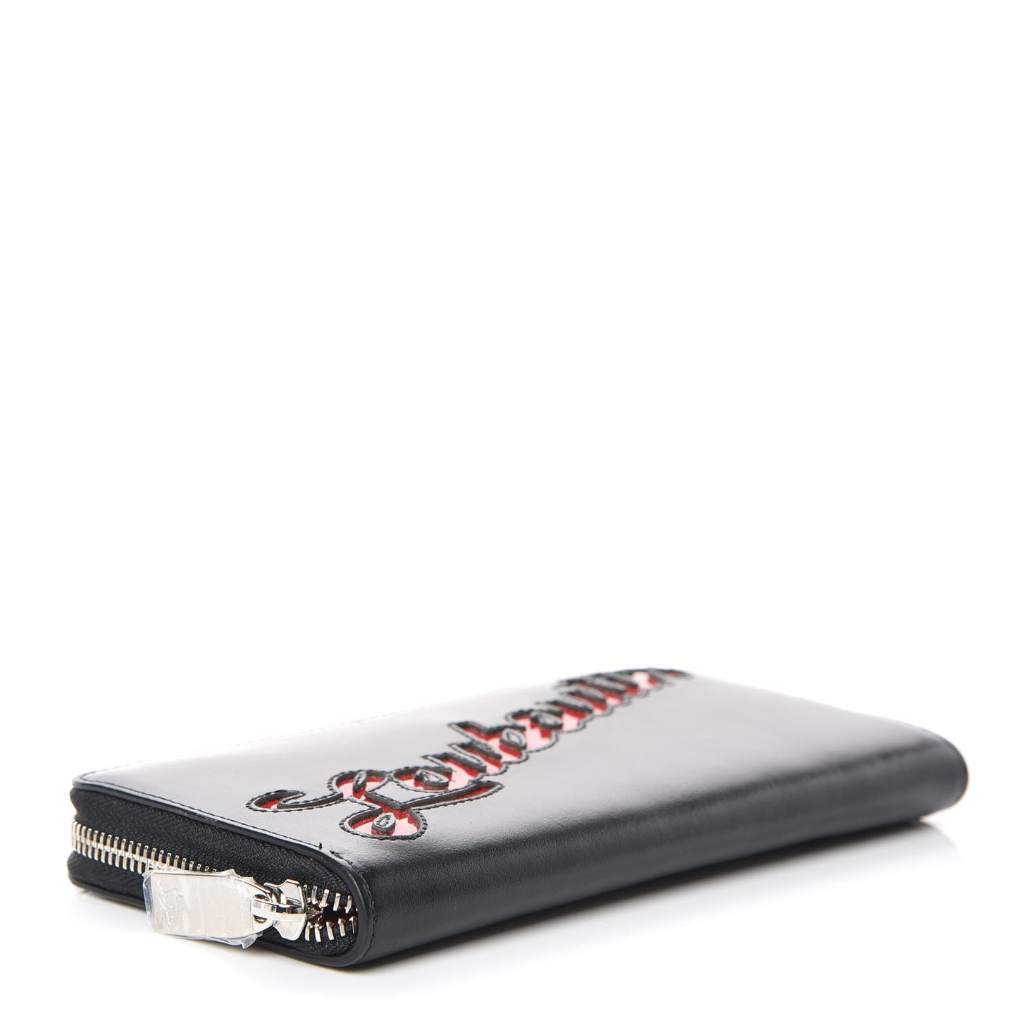 Calfskin Panettone Logo Zip Around Wallet Black