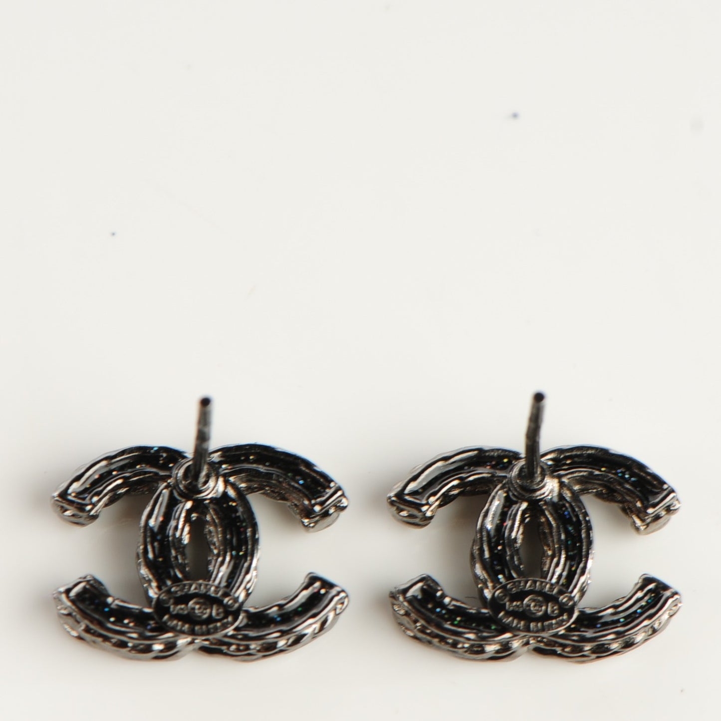 Crystal CC Earrings Ruthenium Black