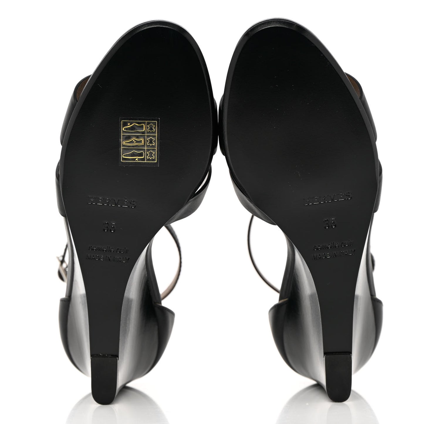 Calfskin Legend Wedge Sandals 35 Black