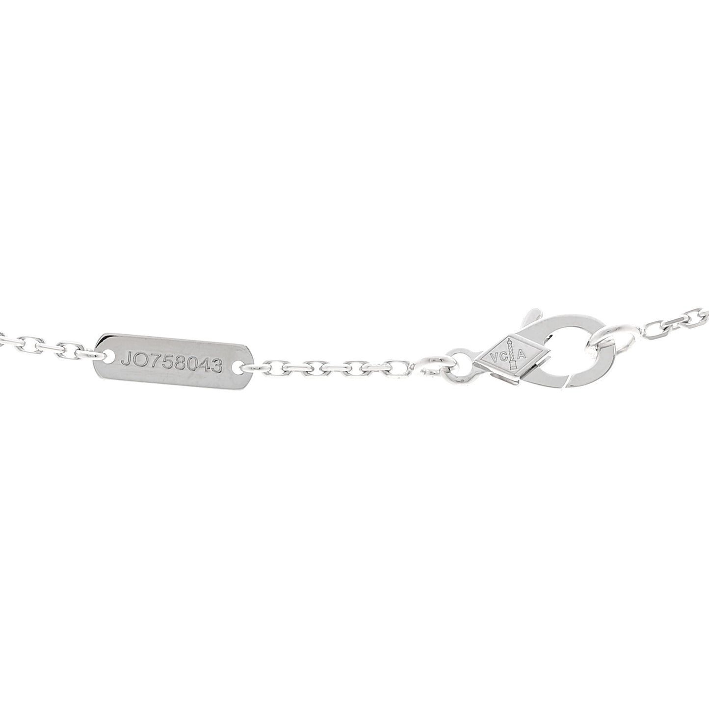 18K White Gold Chalcedony Vintage Alhambra Pendant Necklace