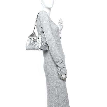 Chanel Metallic Caviar Quilted Mini Chanel 25 Handbag Silver 2 of 10