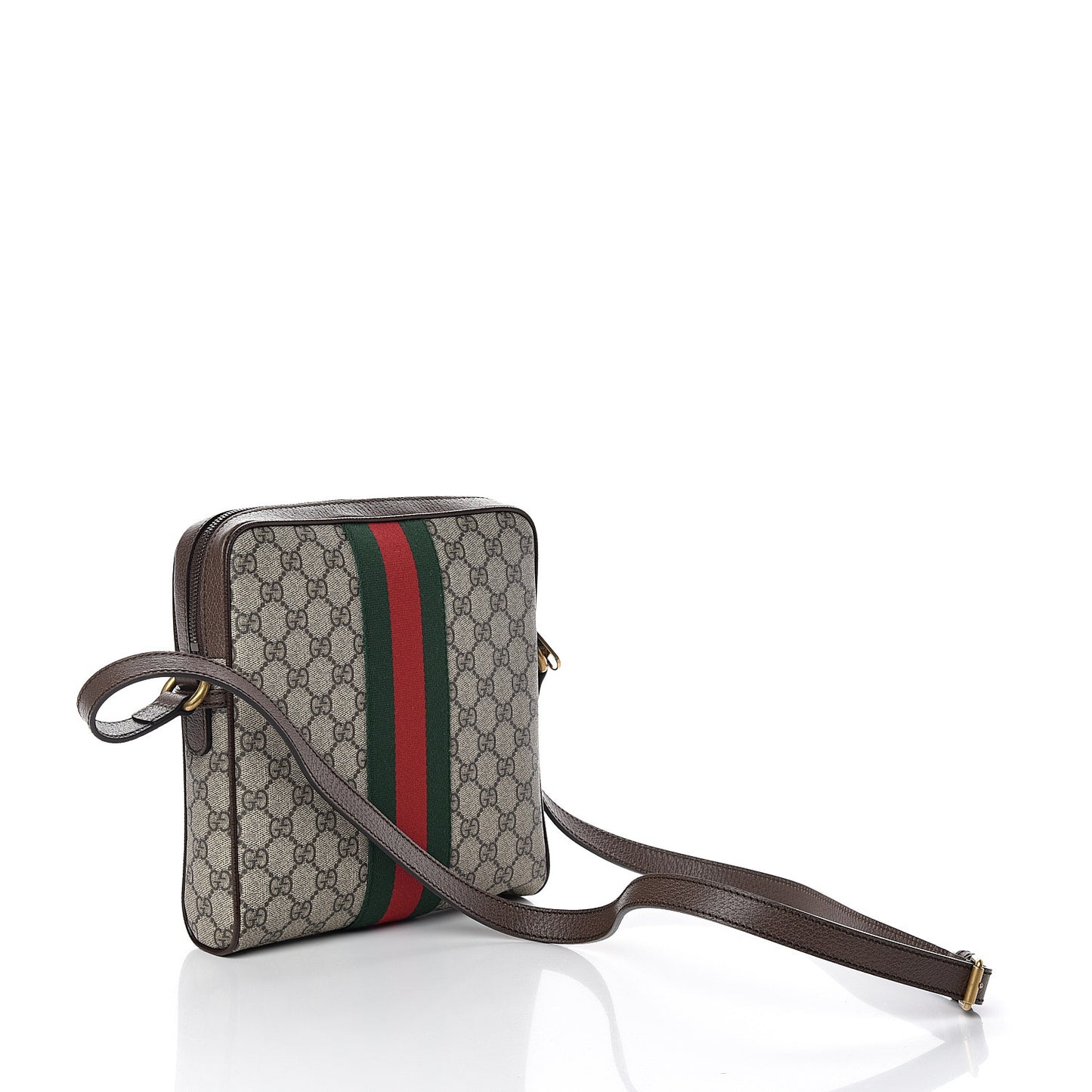 GG Supreme Monogram Web Small Ophidia Messenger Bag Brown