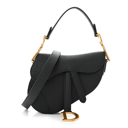 Christian Dior Grained Calfskin Mini Saddle Bag With Strap Black 1 of 10